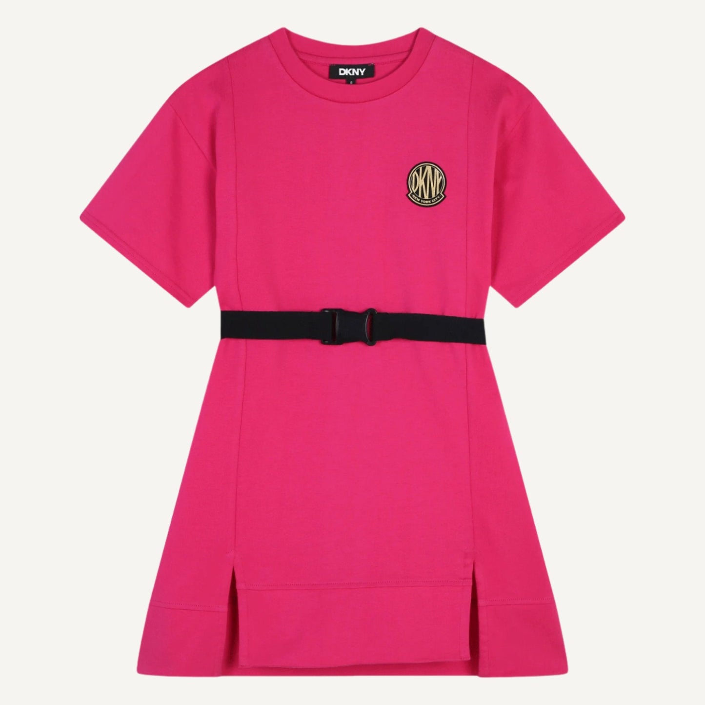 SMALL SLEEVE CREW NECK DRESS WITH BELT