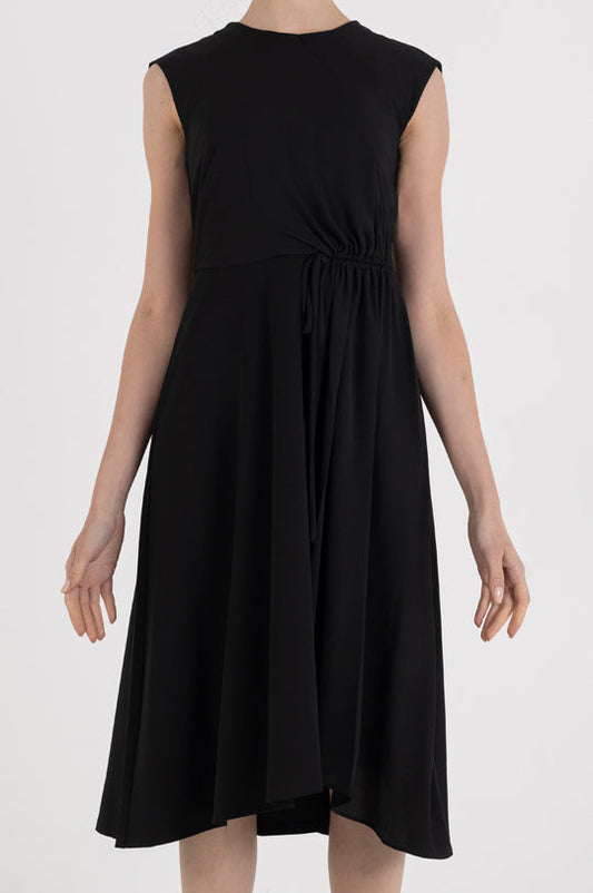 LONG SLEEVE TIE DETAIL MIDI DRESS