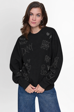 RHINESTONE GRAFFITI LOGO SWEATSHIRT