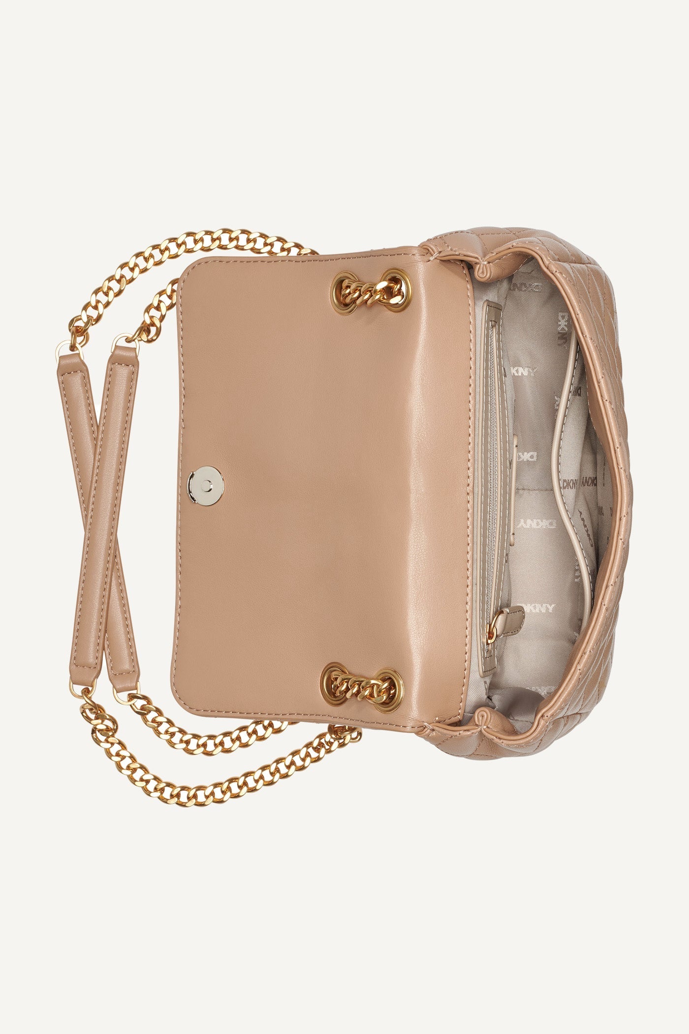 DKNY FINLEY MEDIUM FLAP SHOULDER BAG BEIGE