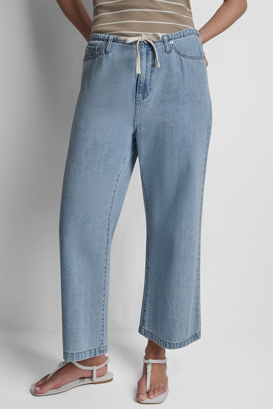 MID RISE DRAWCORD WIDE LEG PANTS