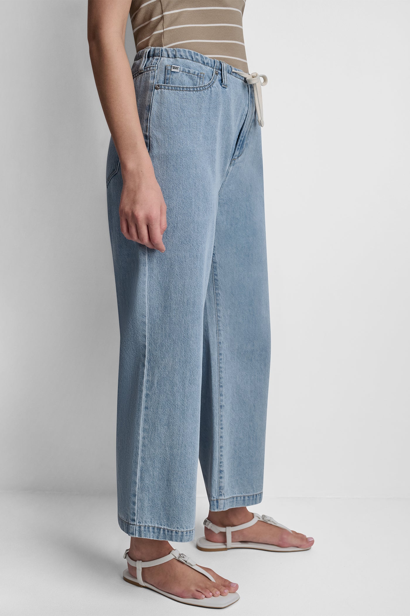 MID RISE DRAWCORD WIDE LEG PANTS