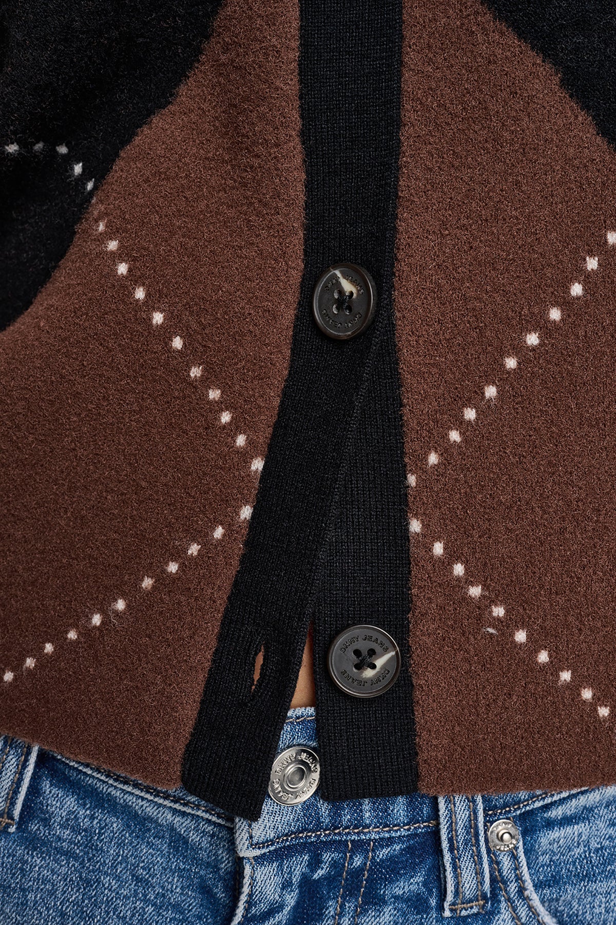 FUZZY ARGYLE CARDIGAN