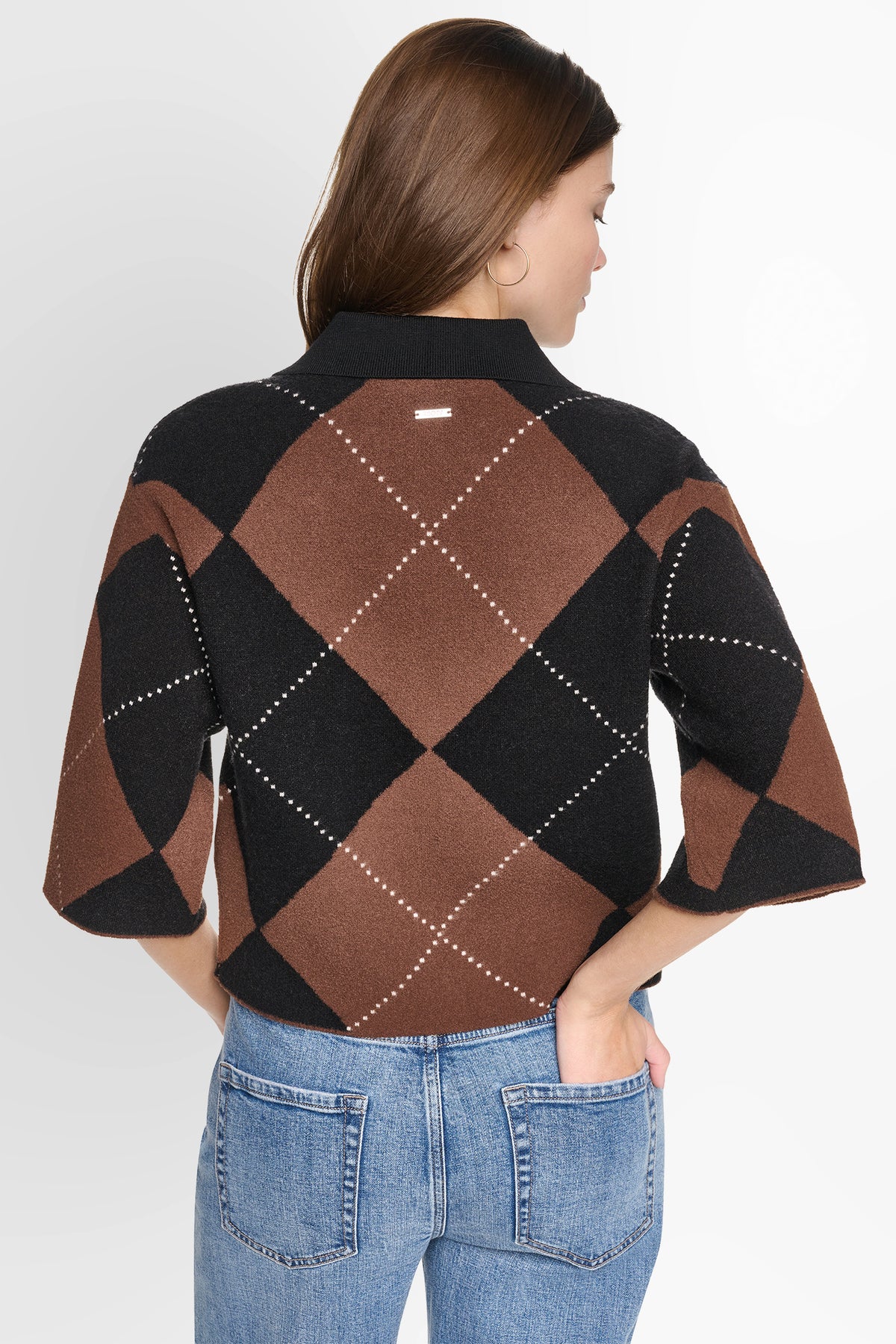FUZZY ARGYLE CARDIGAN