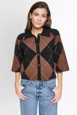 FUZZY ARGYLE CARDIGAN