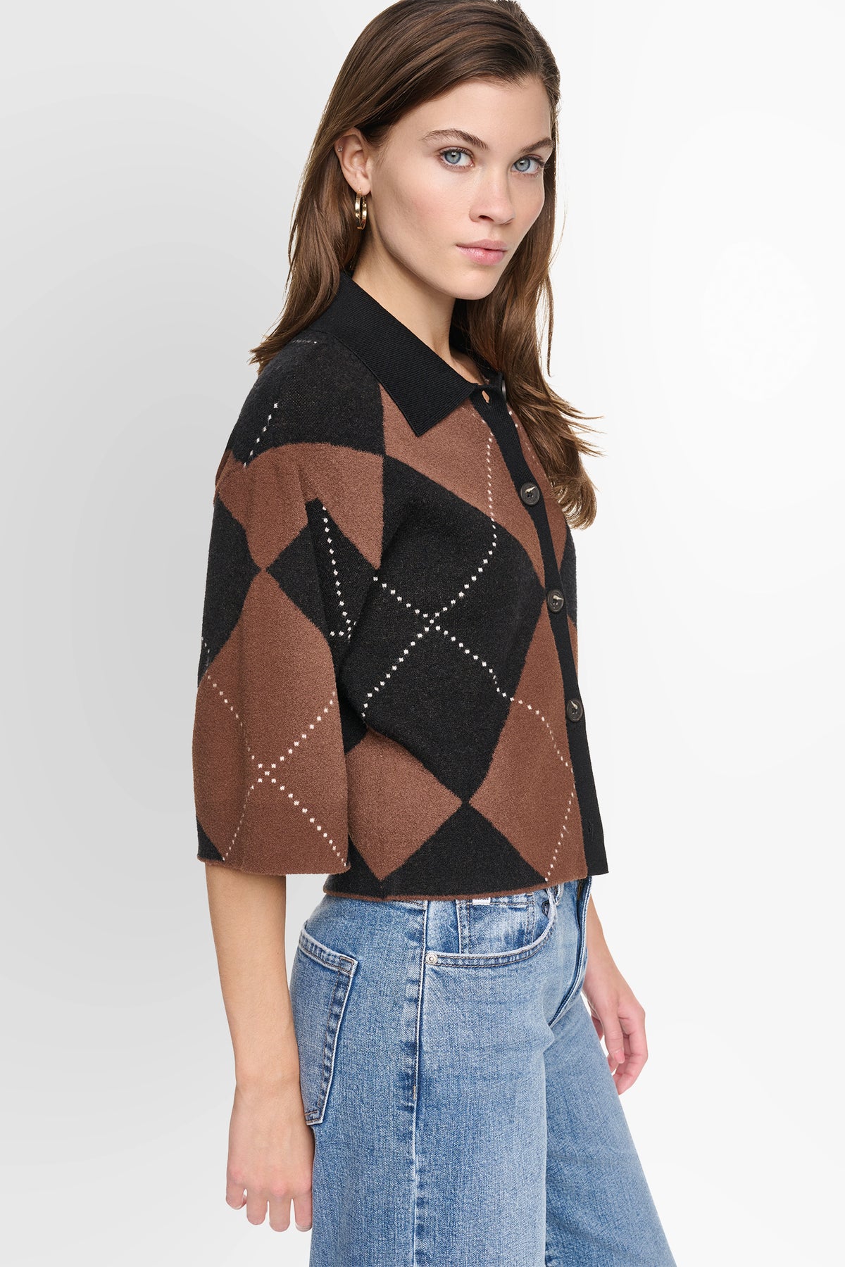 FUZZY ARGYLE CARDIGAN