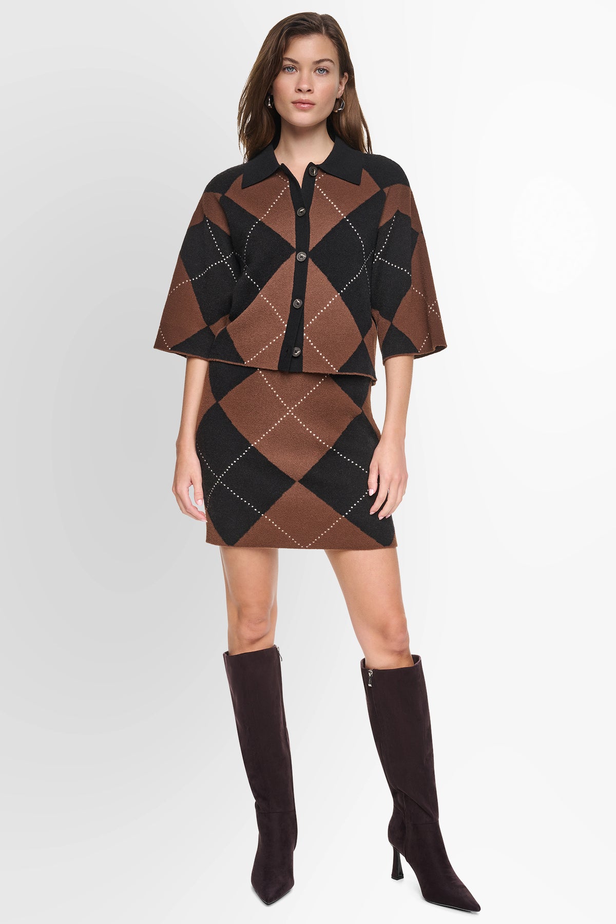 FUZZY ARGYLE SKIRT
