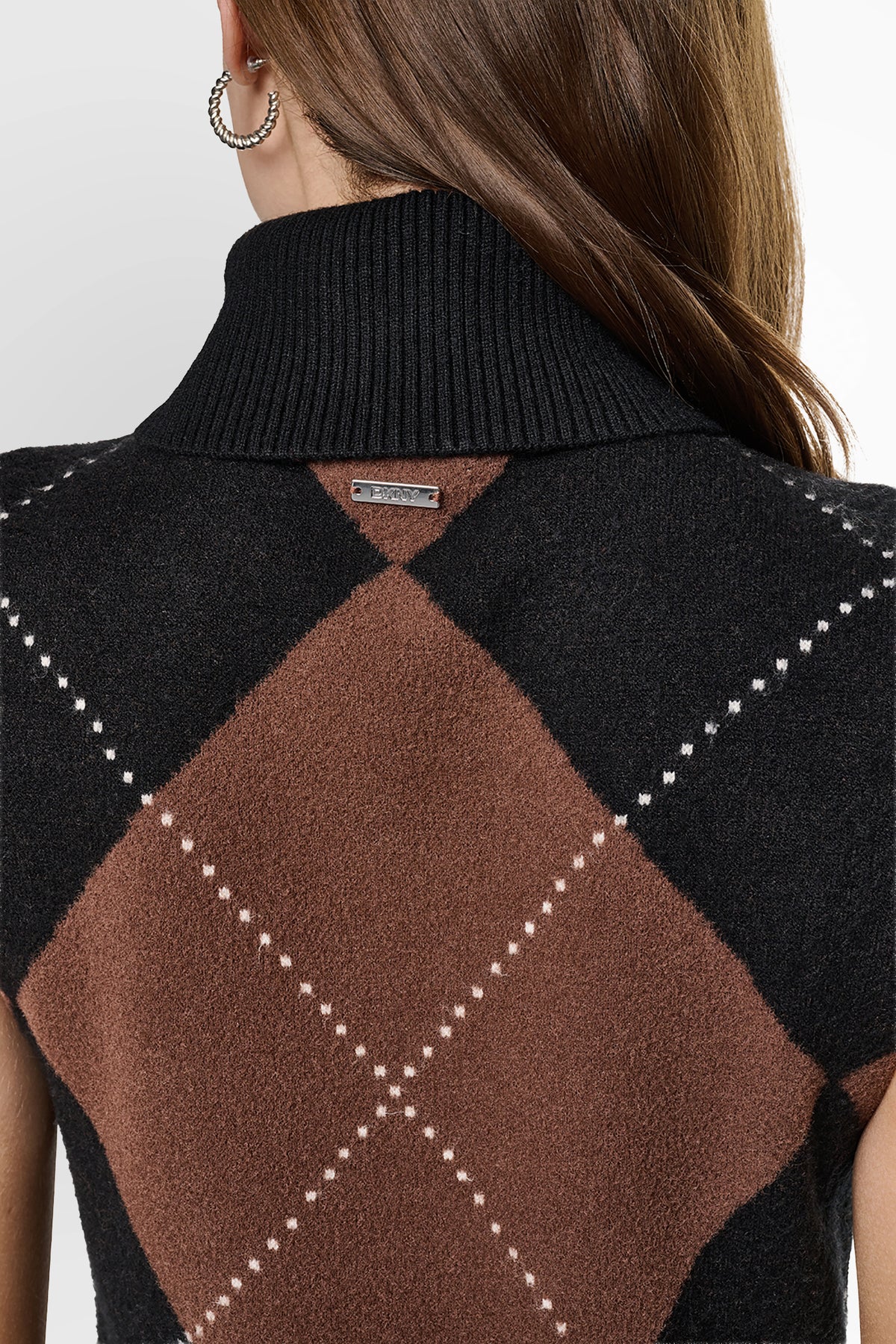 FUZZY ARGYLE SLEEVELESS DRESS