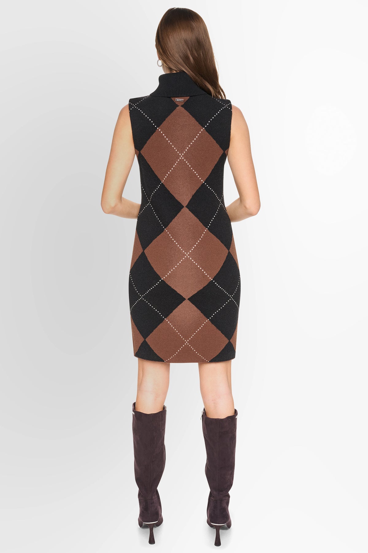 FUZZY ARGYLE SLEEVELESS DRESS