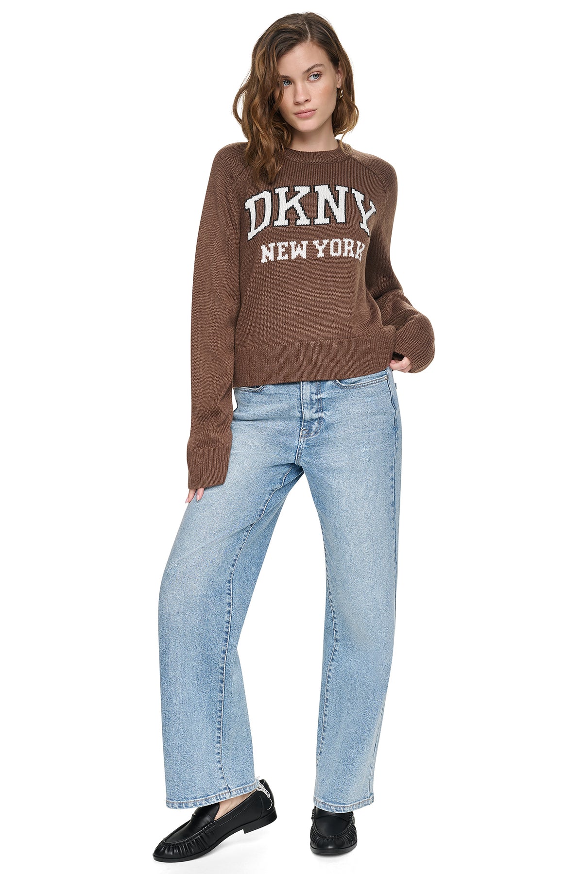 CONTRAST VARSITY LOGO SWEATER