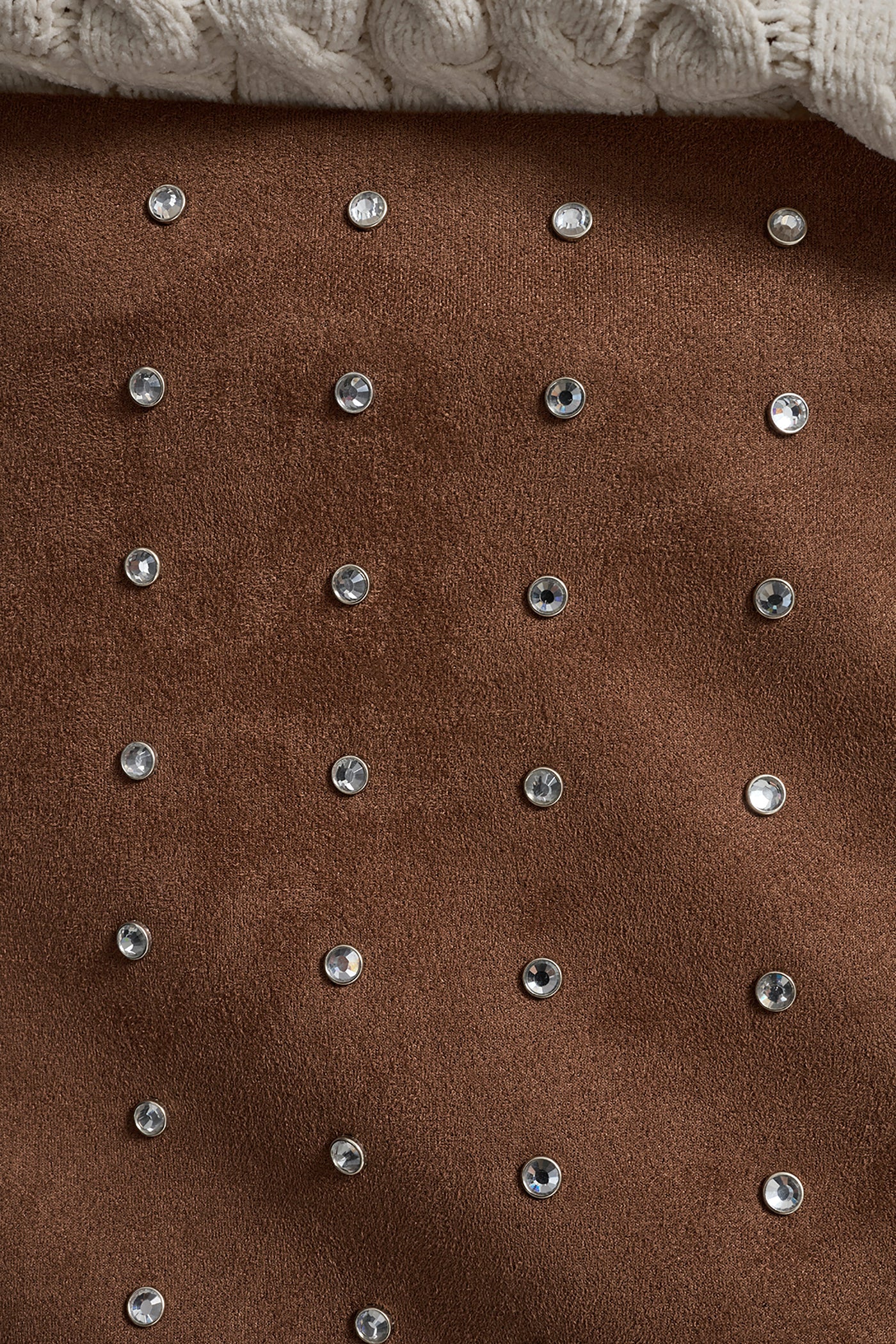 EMBELLISHED FAUX SUEDE SKIRT