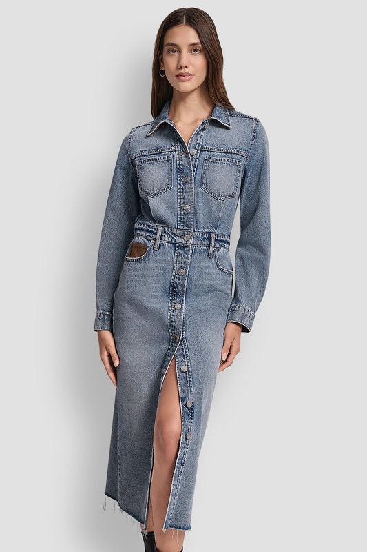 BUTTON FRONT MAXI DRESS