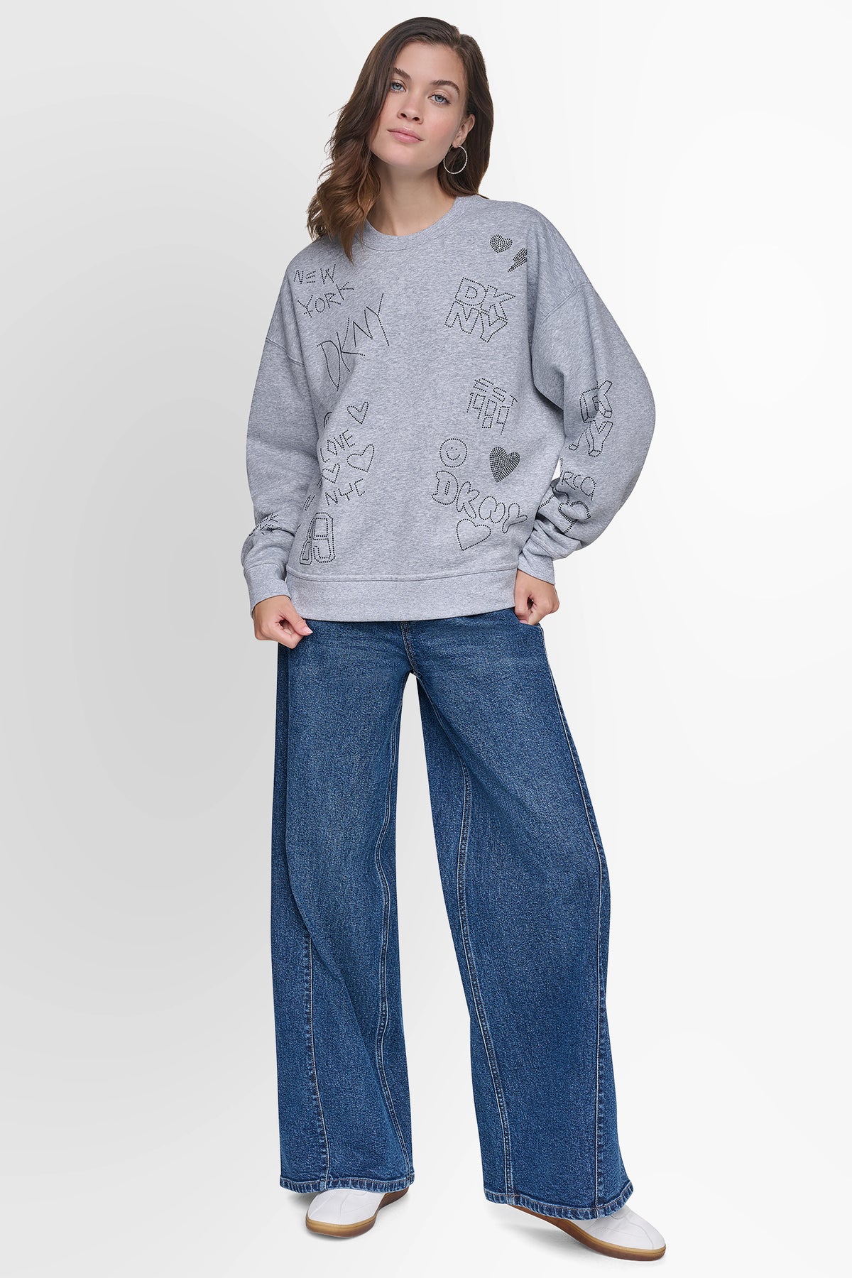 RHINESTONE GRAFFITI LOGO SWEATSHIRT