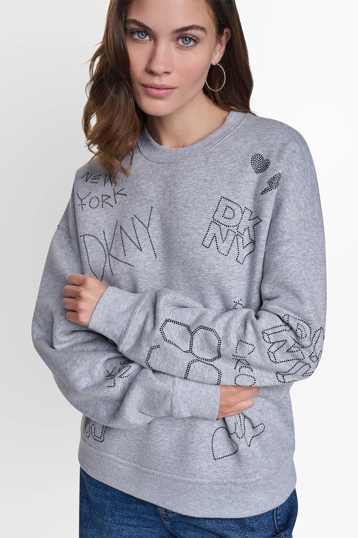 RHINESTONE GRAFFITI LOGO SWEATSHIRT