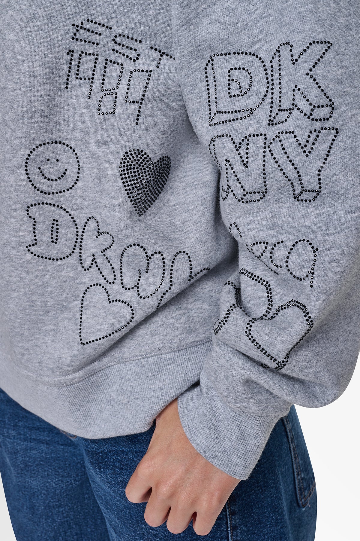 RHINESTONE GRAFFITI LOGO SWEATSHIRT