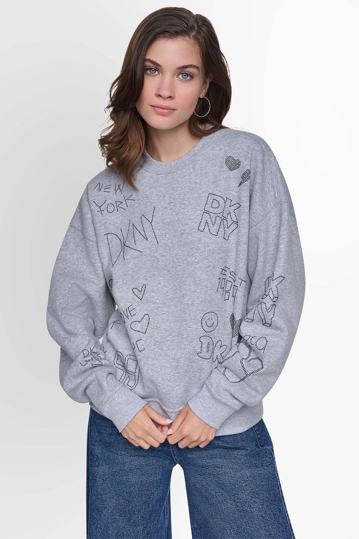 RHINESTONE GRAFFITI LOGO SWEATSHIRT