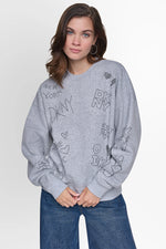 RHINESTONE GRAFFITI LOGO SWEATSHIRT
