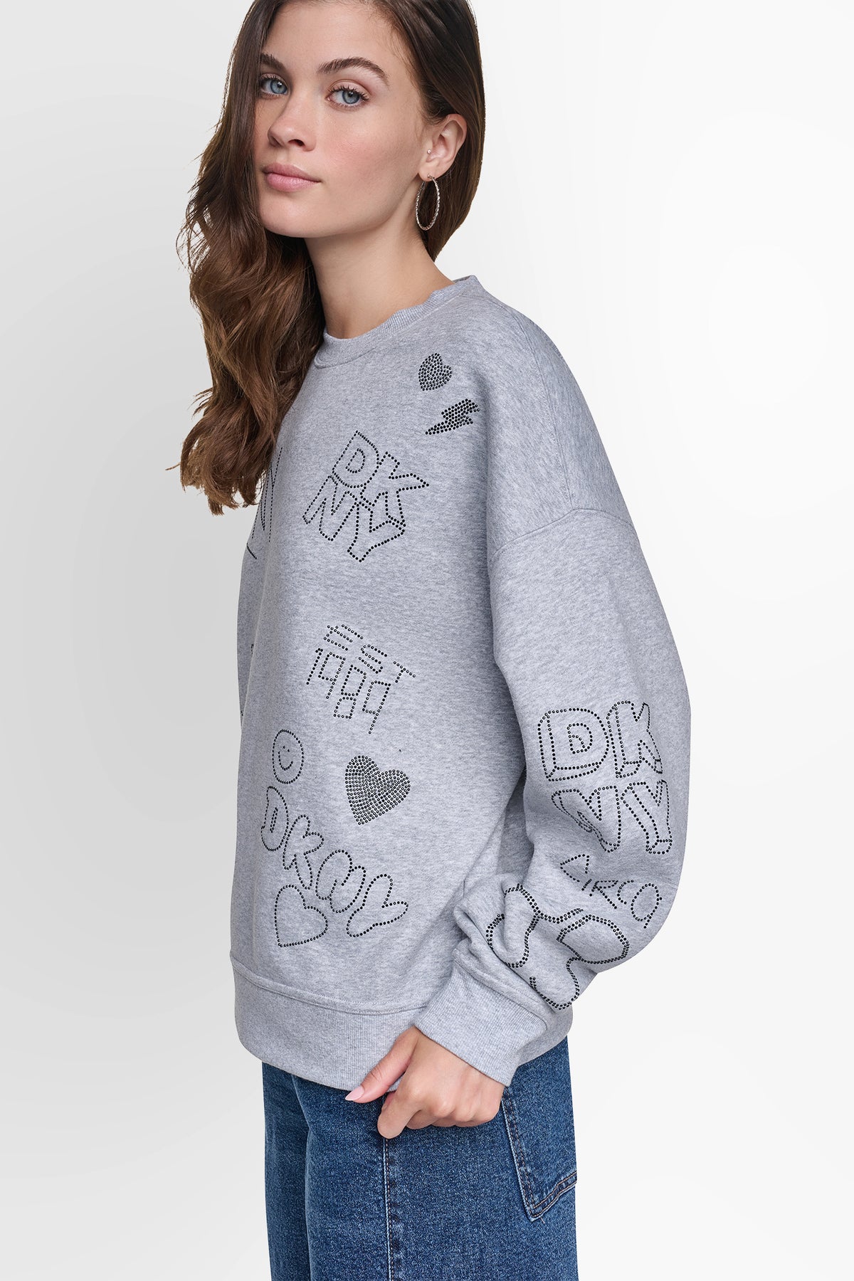 RHINESTONE GRAFFITI LOGO SWEATSHIRT