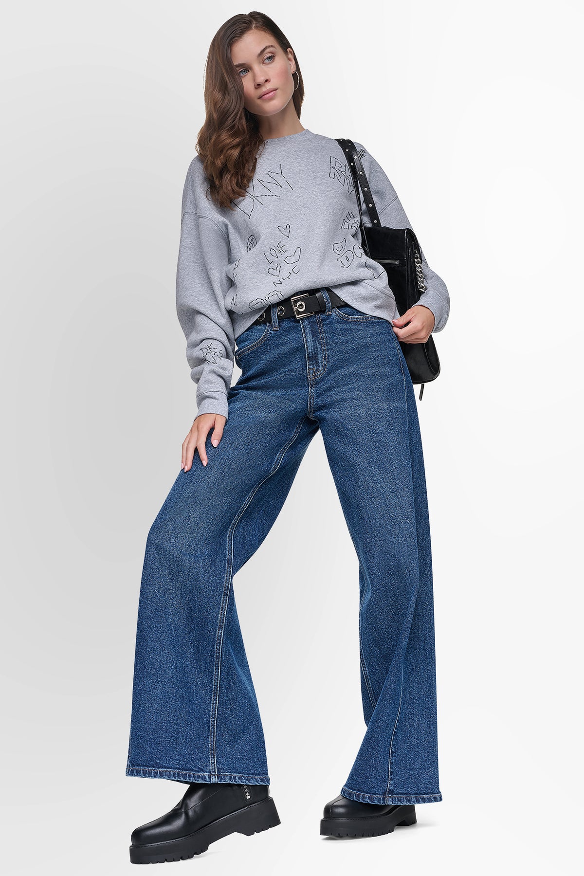 RHINESTONE GRAFFITI LOGO SWEATSHIRT