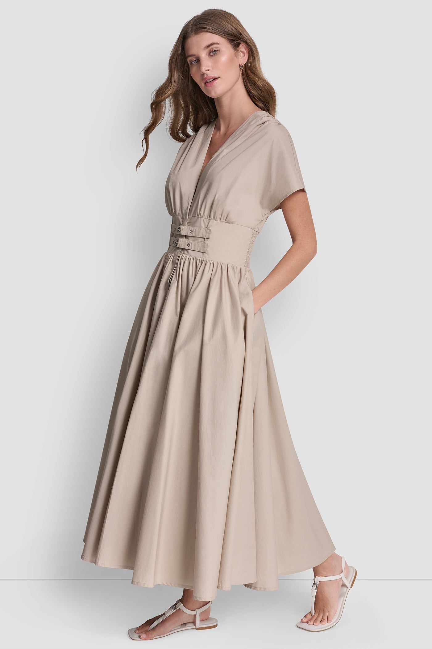 SHORT SLEEVE POPLIN DRESS