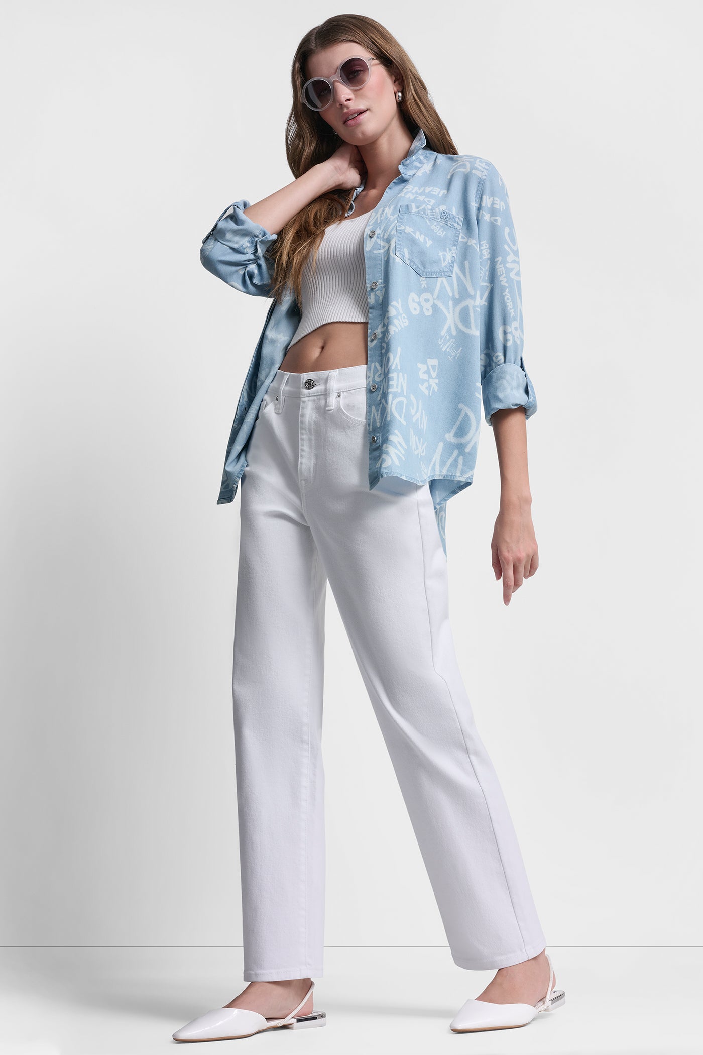 قميص بطبعة من قماش مصبوغ