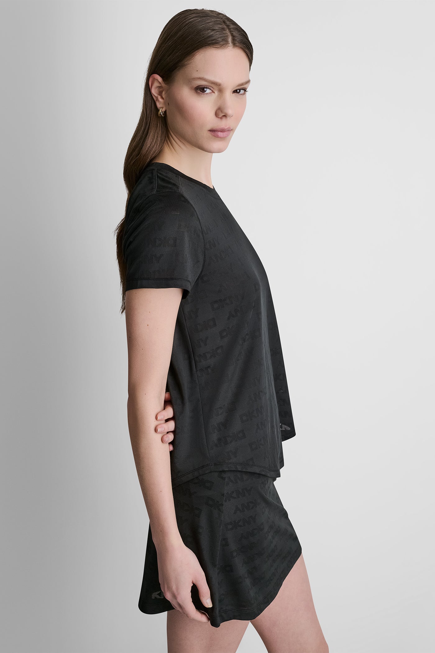 STRETCH COTTON-JERSEY LOGO-JACQUARD TEE