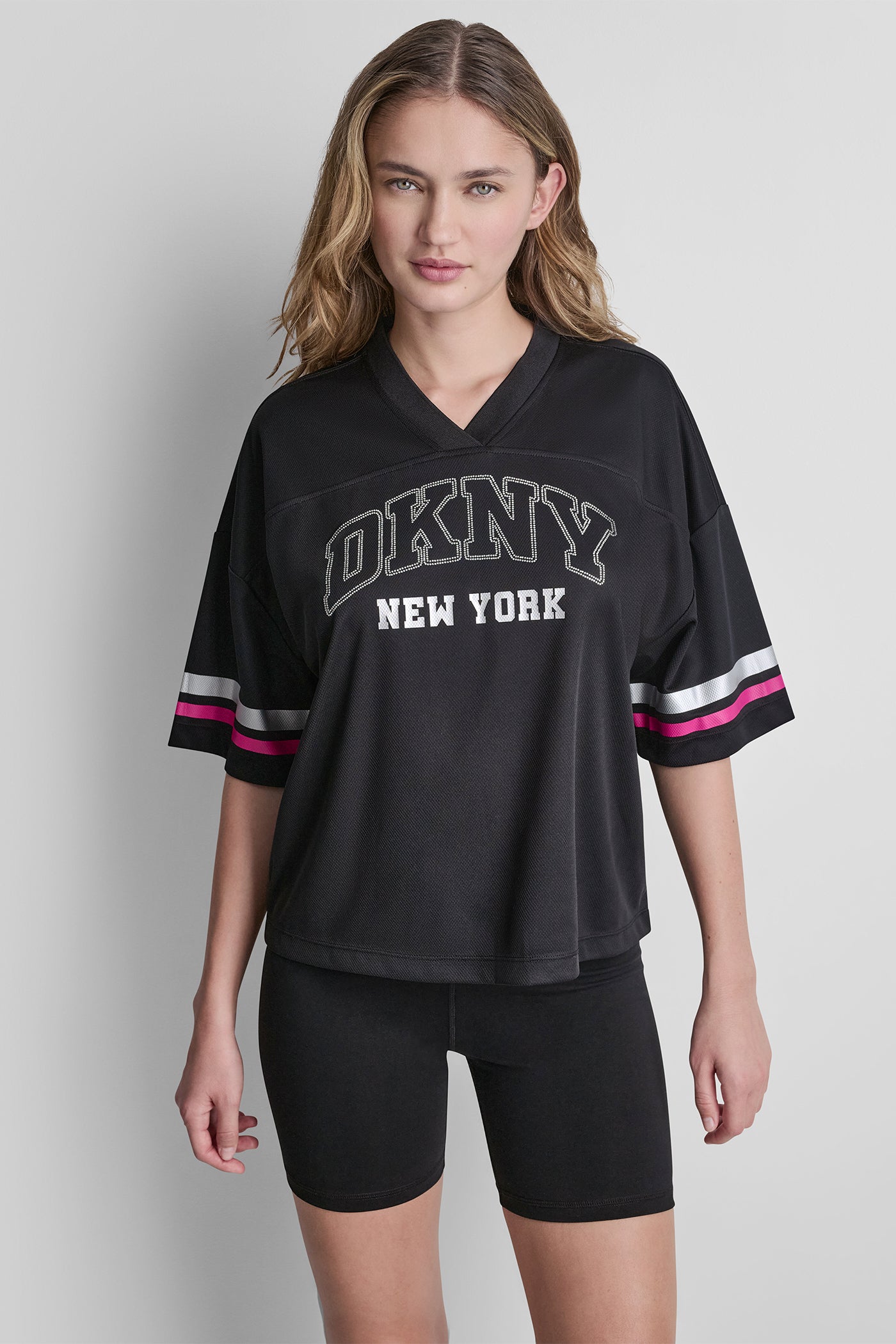 DKNY VARSITY RHINESTONE TOP