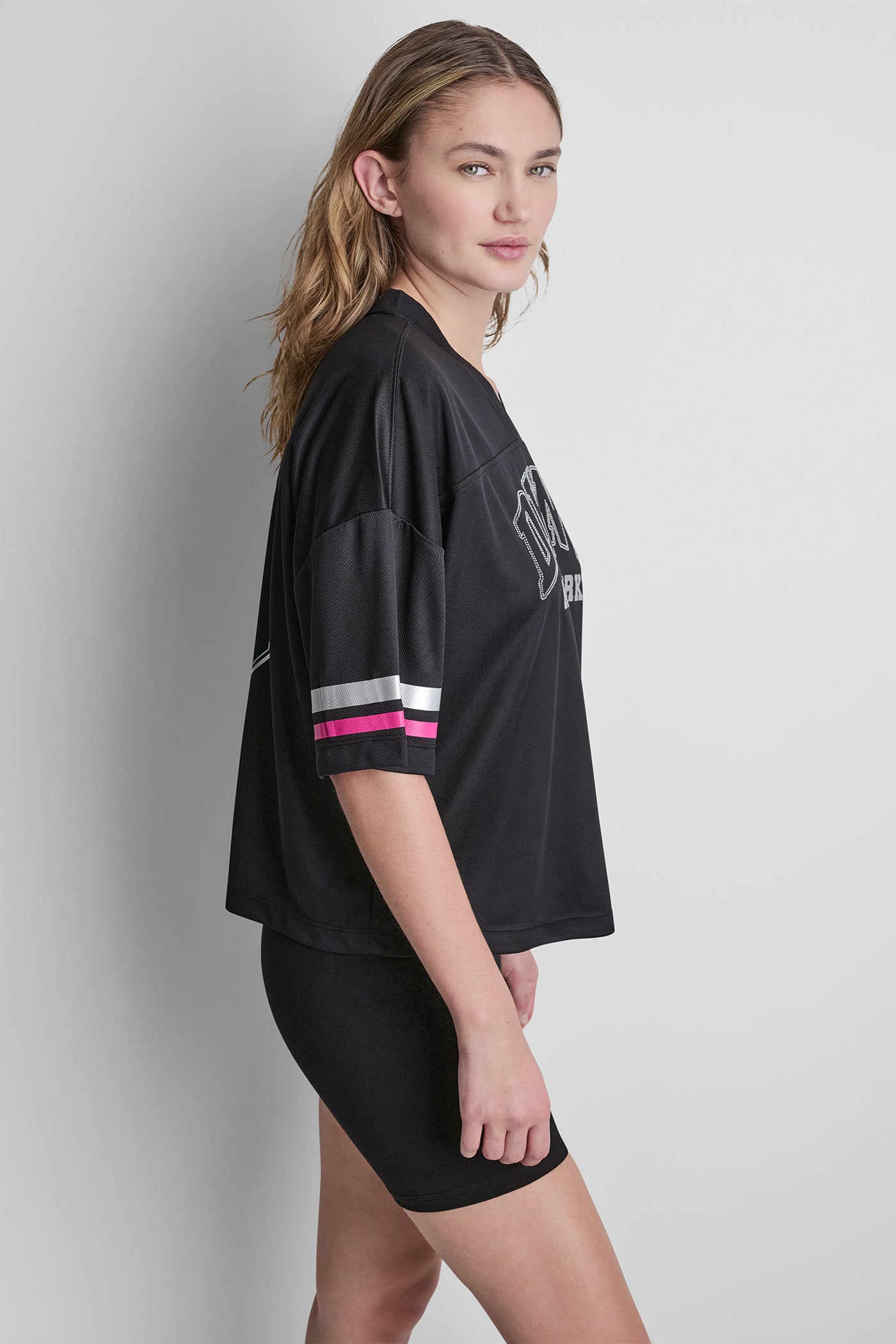 DKNY VARSITY RHINESTONE TOP