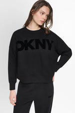 COTTON-BLEND FLOCKED VARSITY LOGO SWEATSHIRT