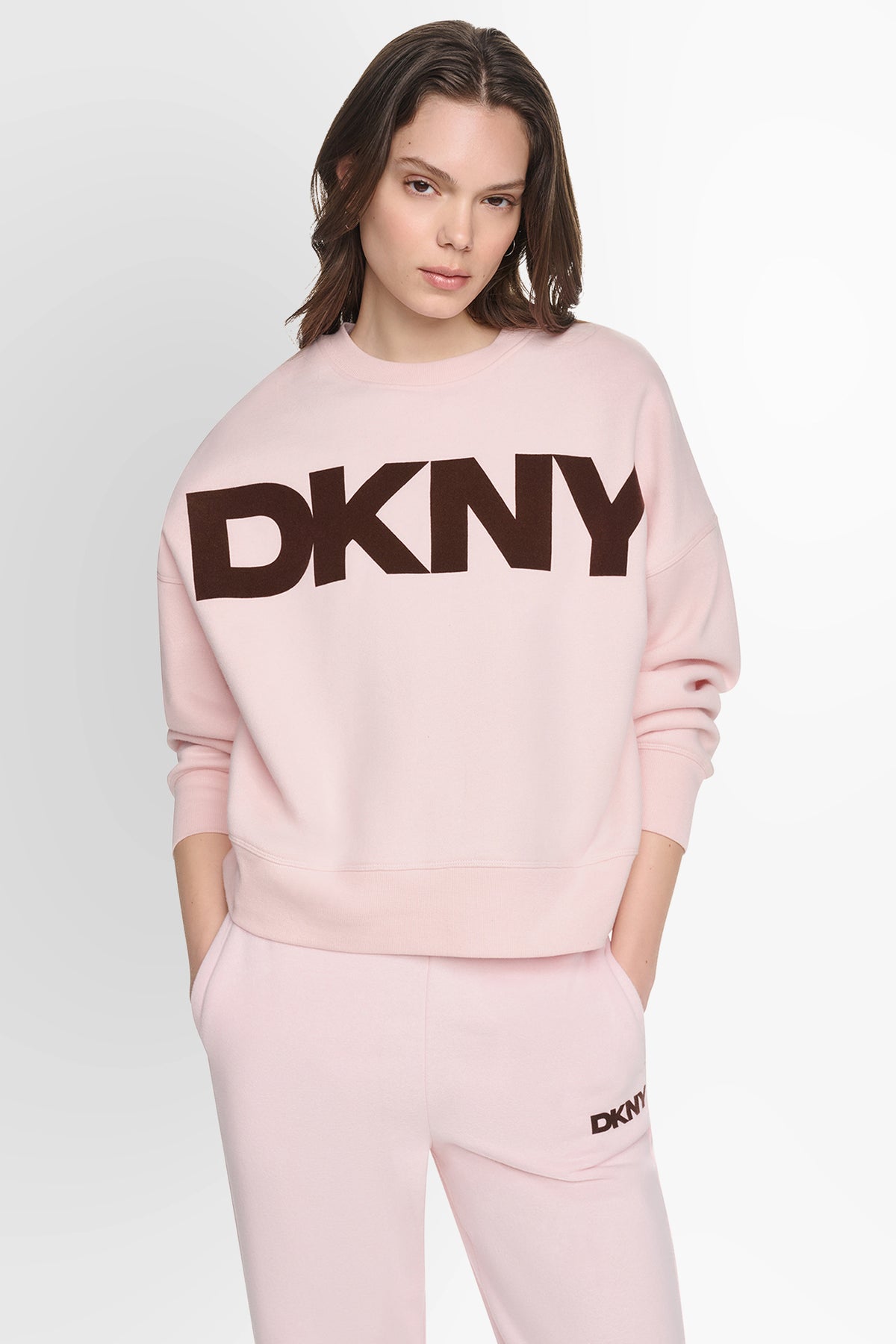 COTTON-BLEND FLOCKED VARSITY LOGO SWEATSHIRT
