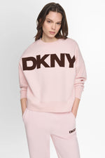 COTTON-BLEND FLOCKED VARSITY LOGO SWEATSHIRT