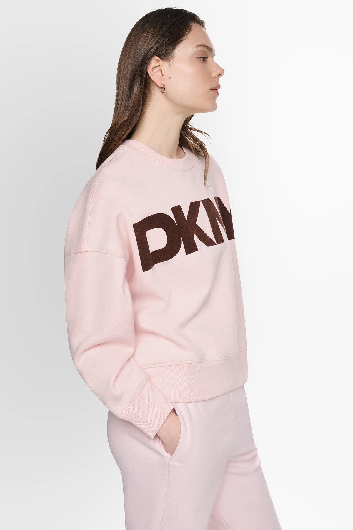 COTTON-BLEND FLOCKED VARSITY LOGO SWEATSHIRT