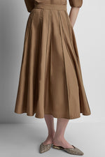 SEAMED PLEATED MIDI SKIRT