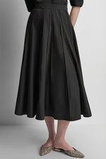 SEAMED PLEATED MIDI SKIRT