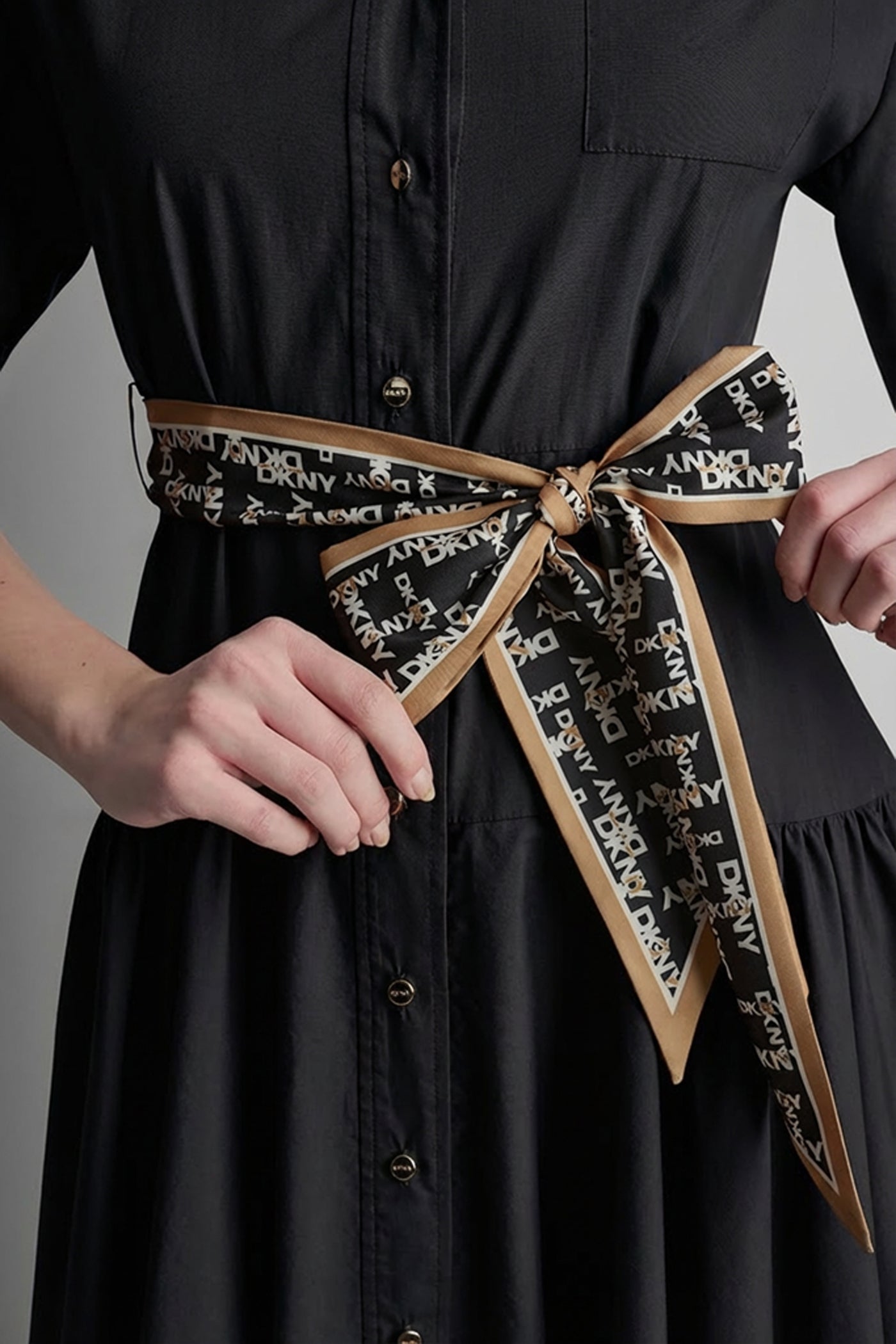 ELBOW SLEEVE BUTTON FRONT DRESS