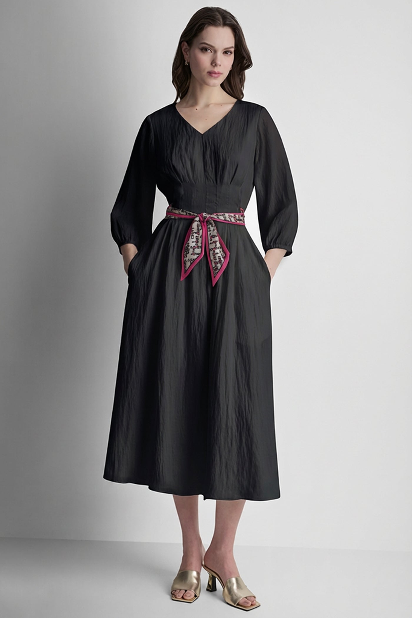 LONG SLEEVE PLEATED FRONT  SHIRT