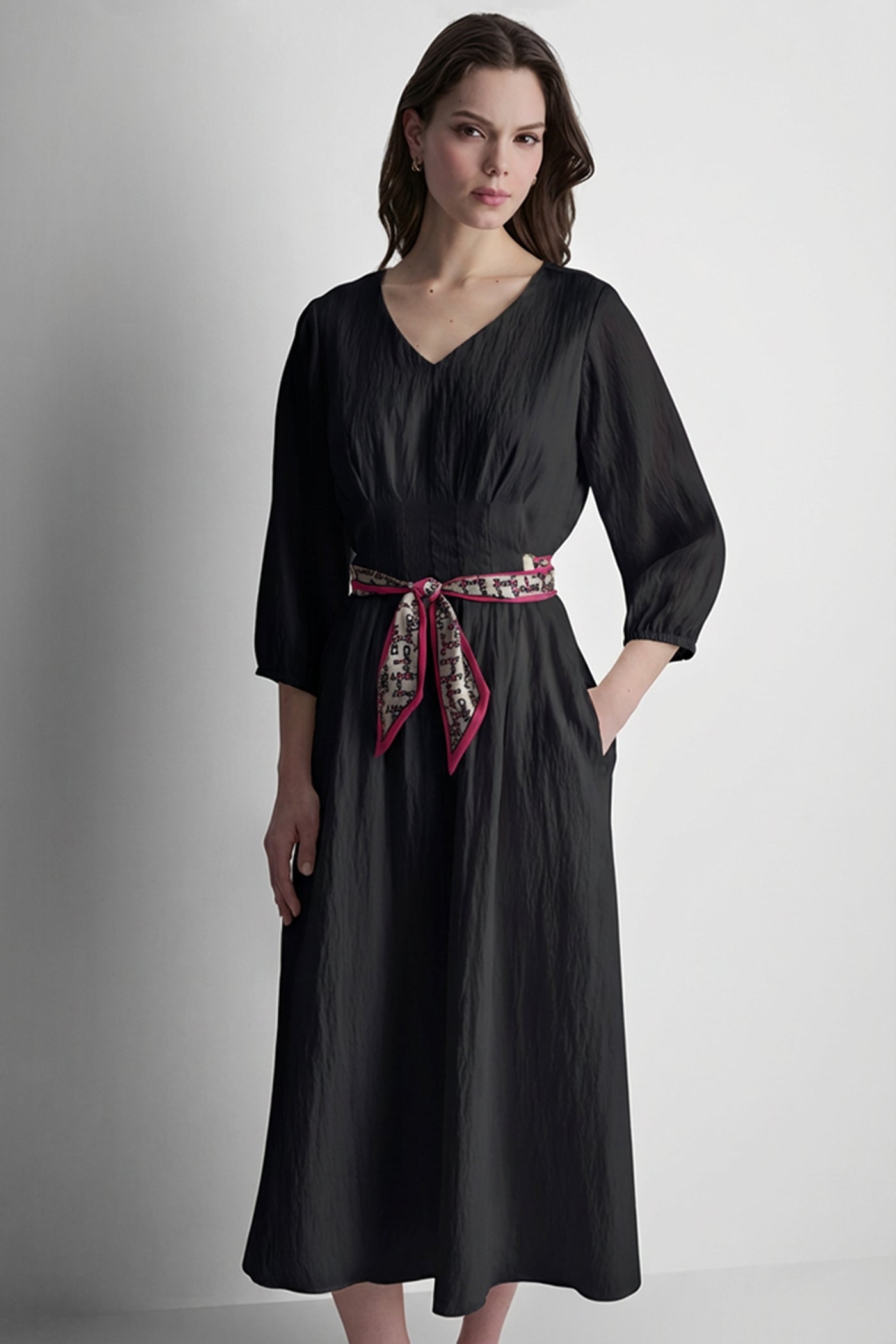 LONG SLEEVE PLEATED FRONT  SHIRT