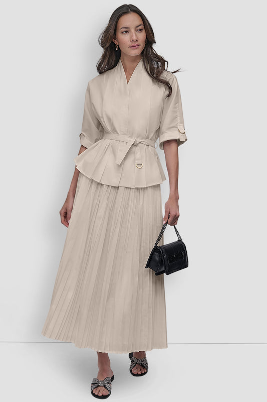 MIDI PLEATED SKIRT WITH LOGO