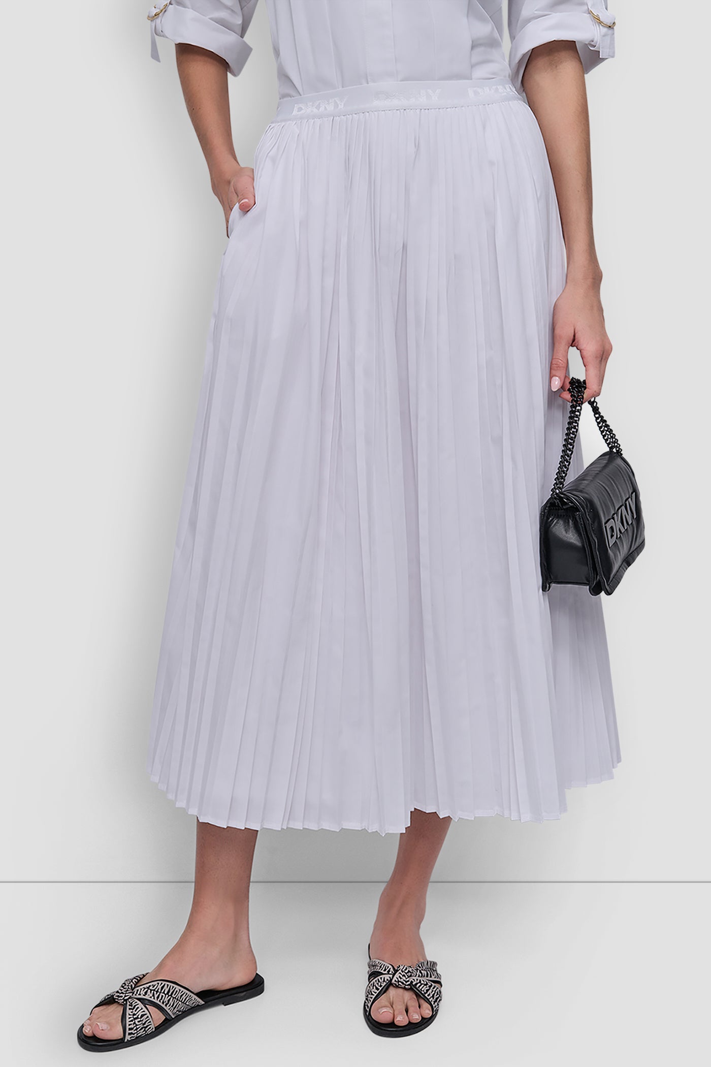 MIDI PLEATED SKIRT WITH LOGO