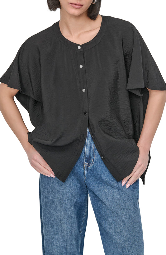 FLOWY RUMPLED VOILE SHIRT