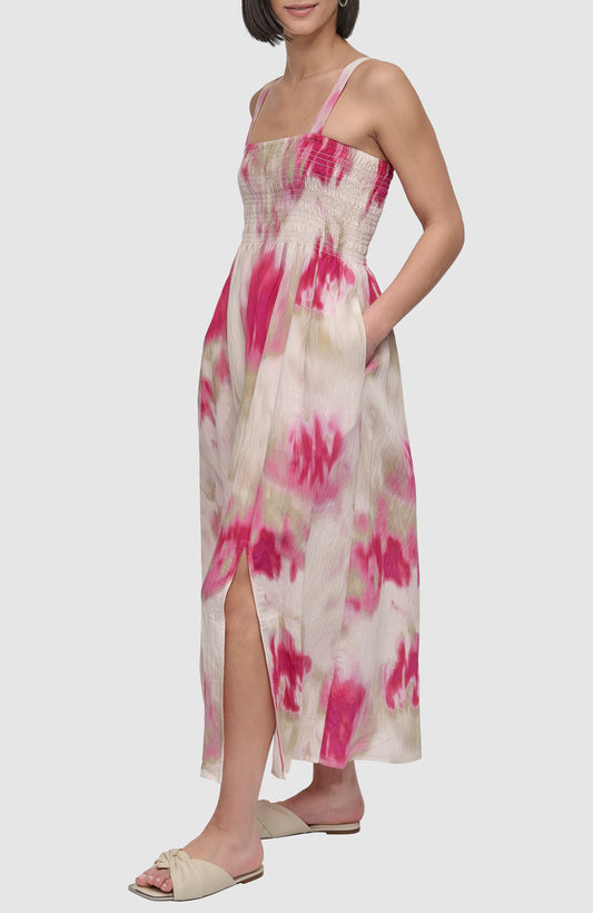 PRINTED RUMPLE VOILE DRESS