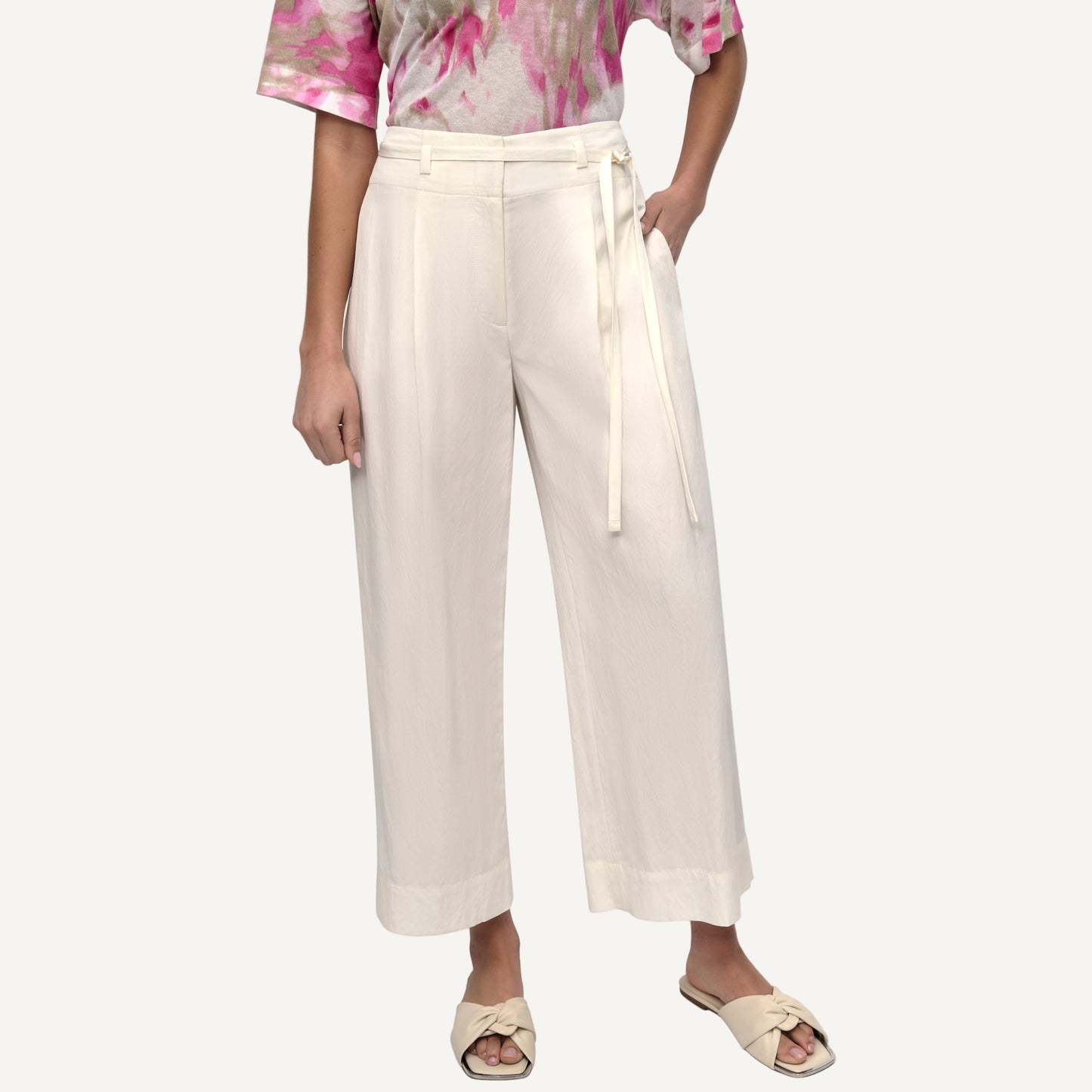 TIE WAIST TWILL PANT