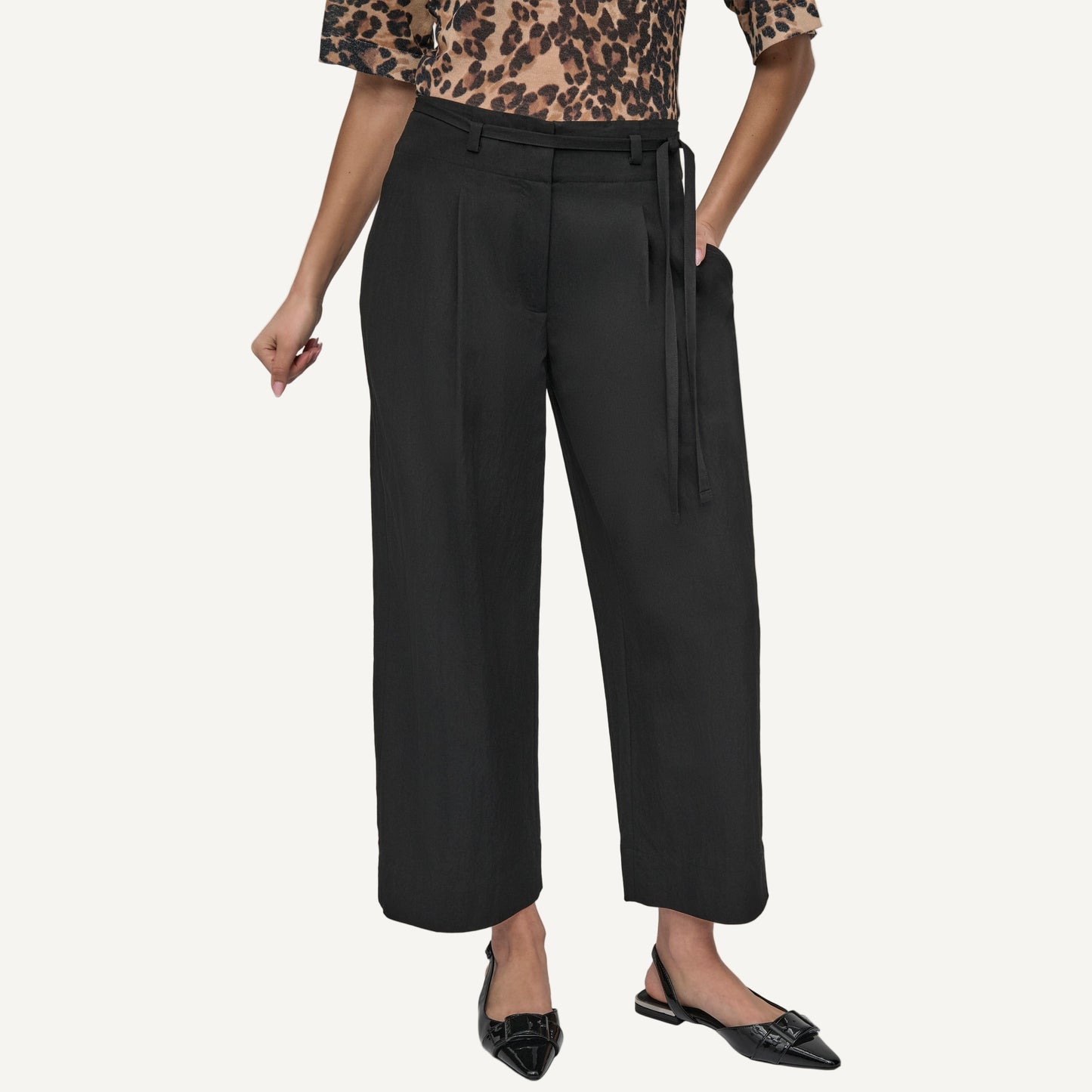 TIE WAIST TWILL PANT