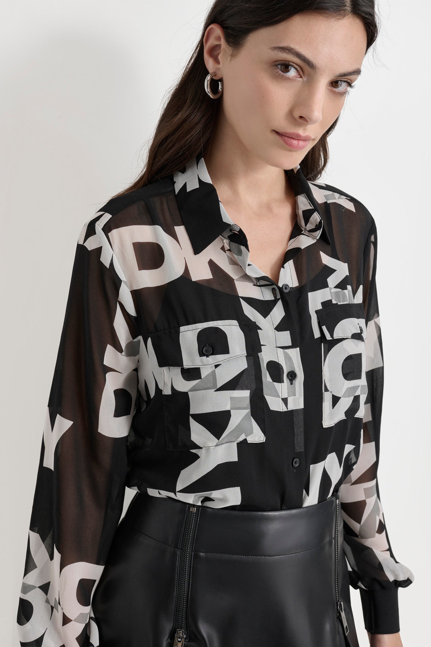 LONG SLEEVE BUTTON DOWN CHIFFON