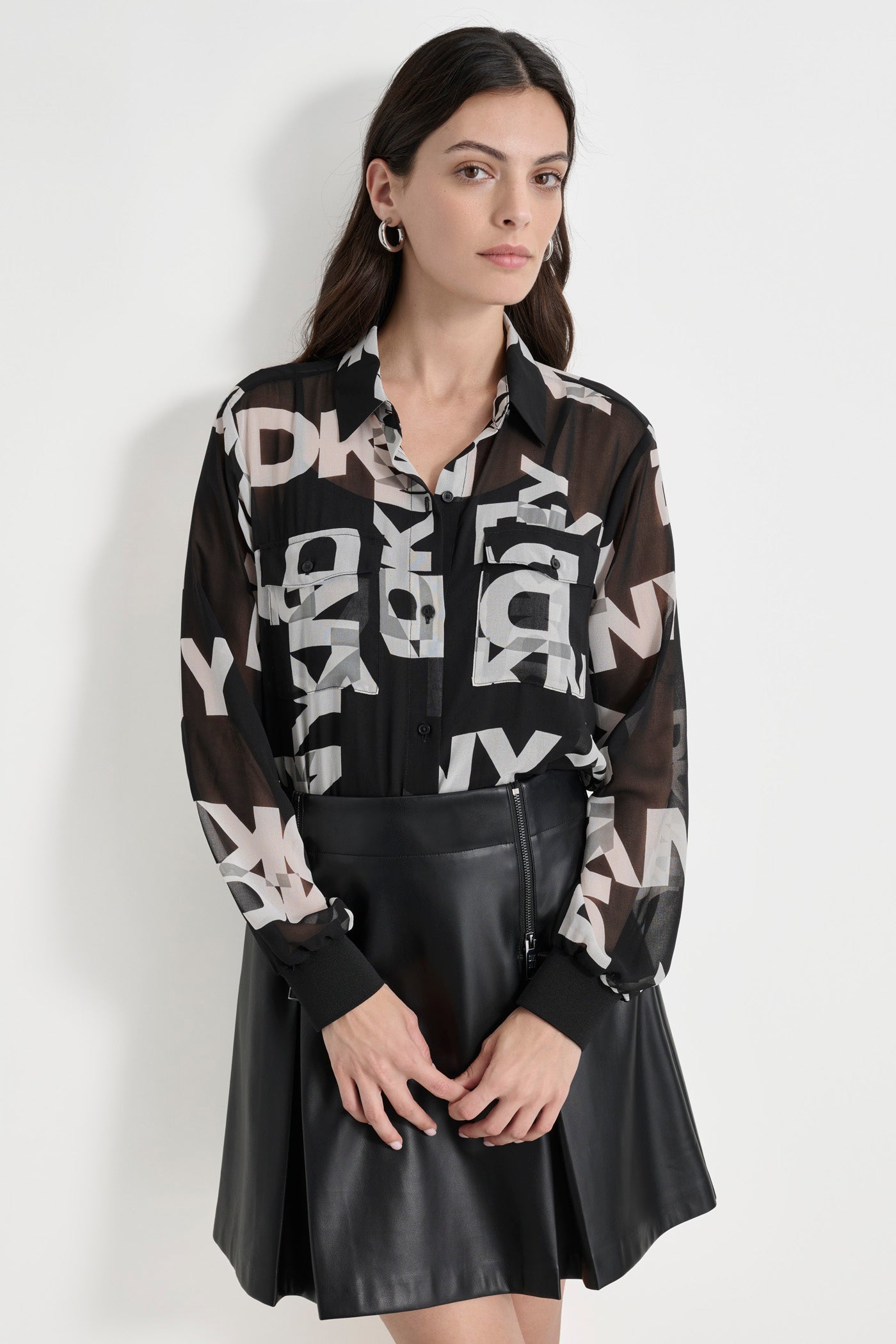 LONG SLEEVE BUTTON DOWN CHIFFON