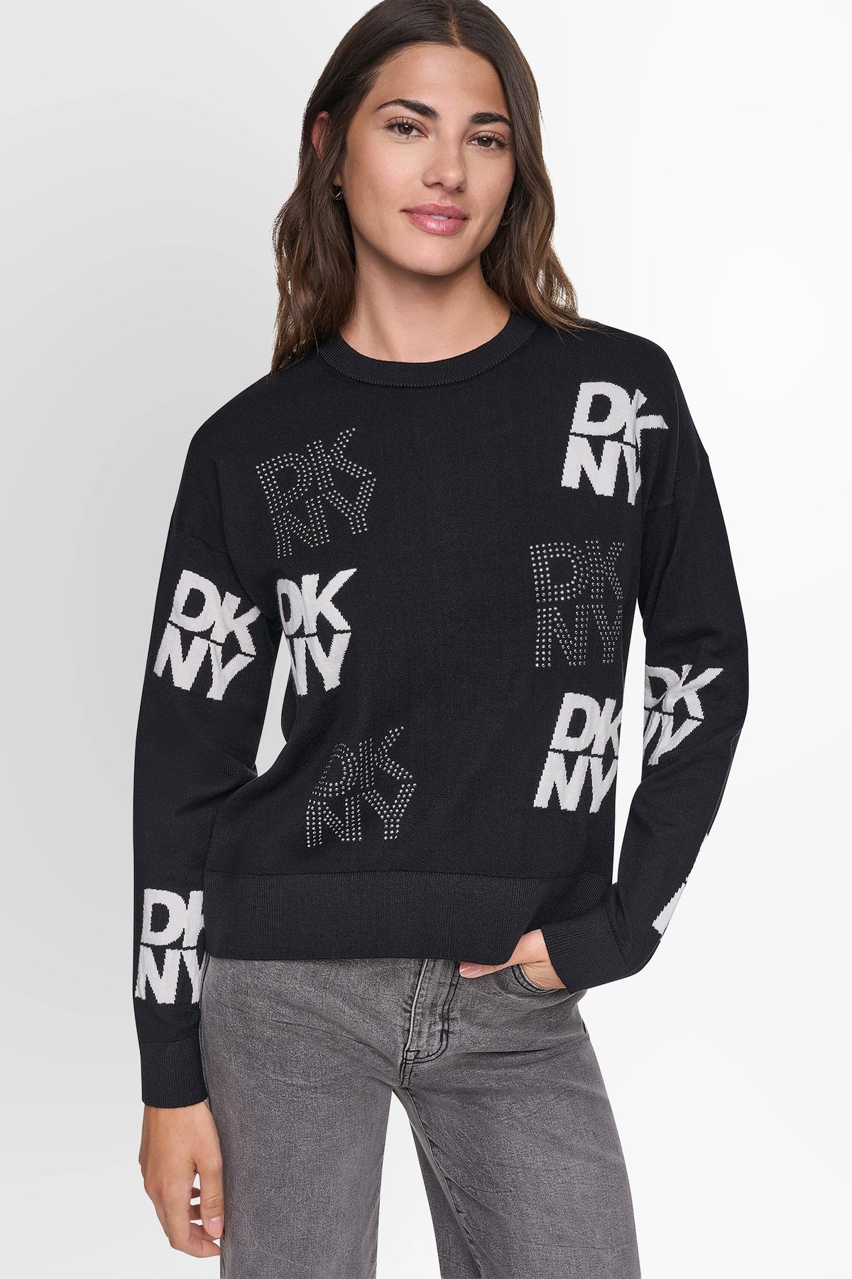 LONG SLEEVE INTARSIA  RHINESTONE