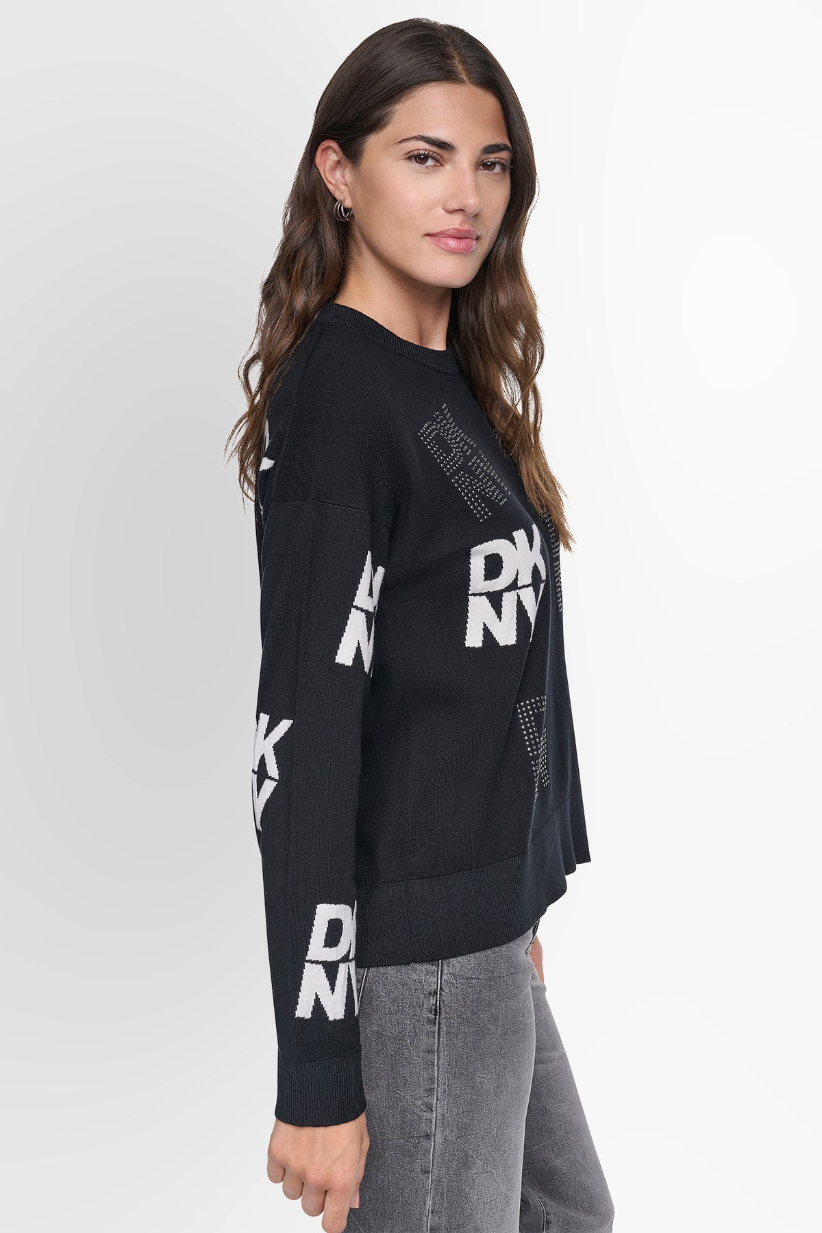 LONG SLEEVE INTARSIA  RHINESTONE