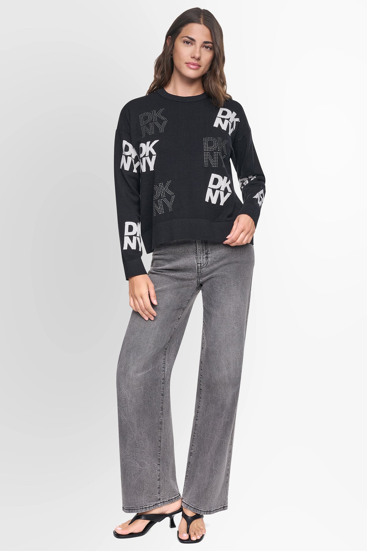 LONG SLEEVE INTARSIA  RHINESTONE