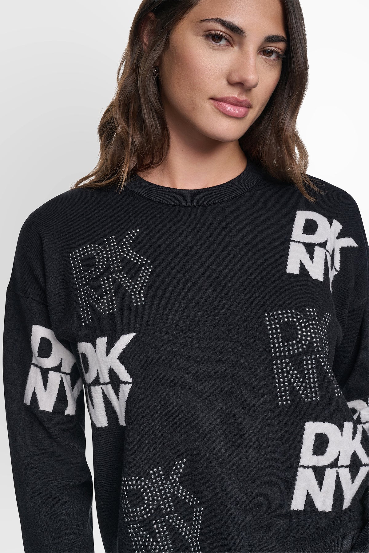 LONG SLEEVE INTARSIA  RHINESTONE