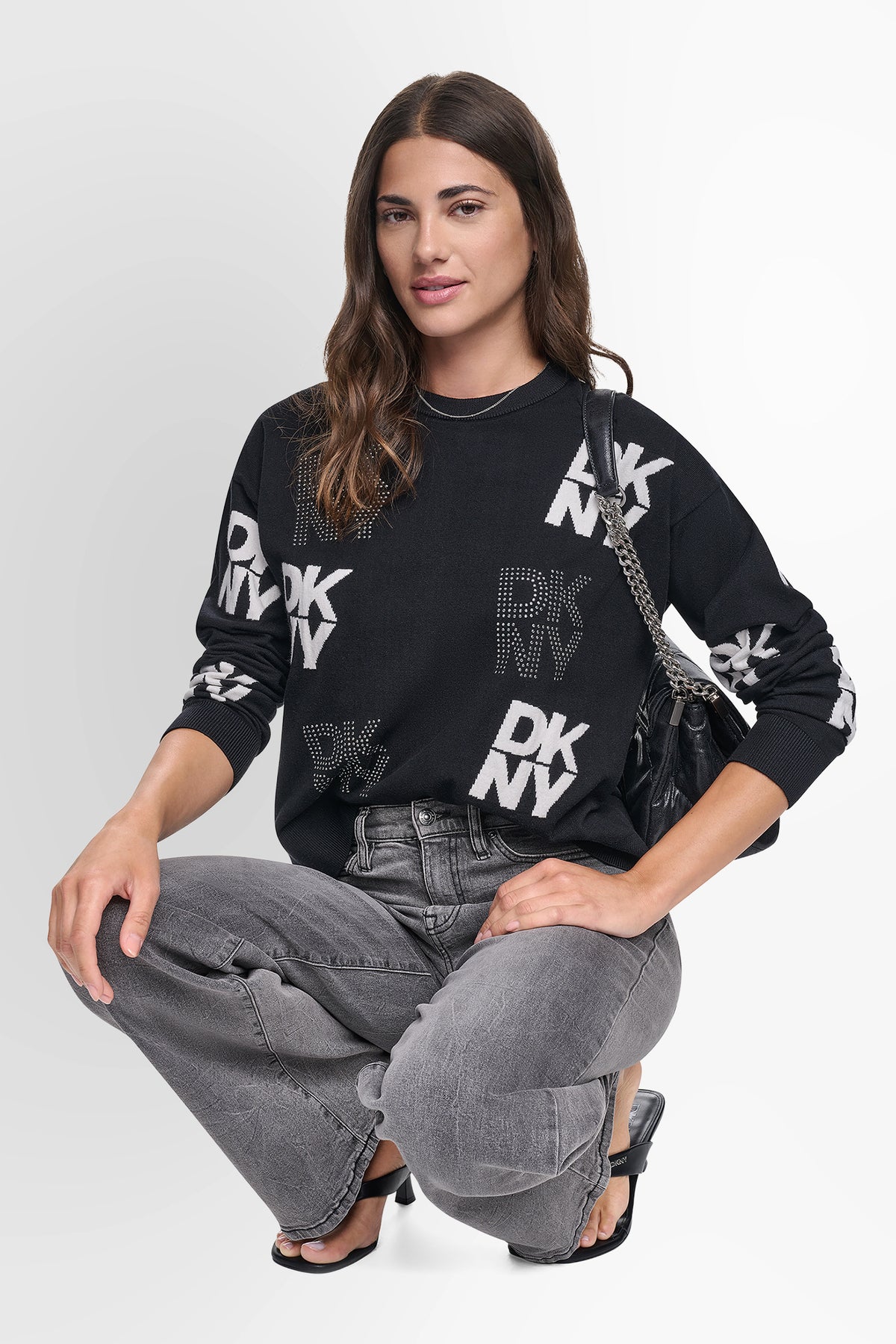 LONG SLEEVE INTARSIA  RHINESTONE